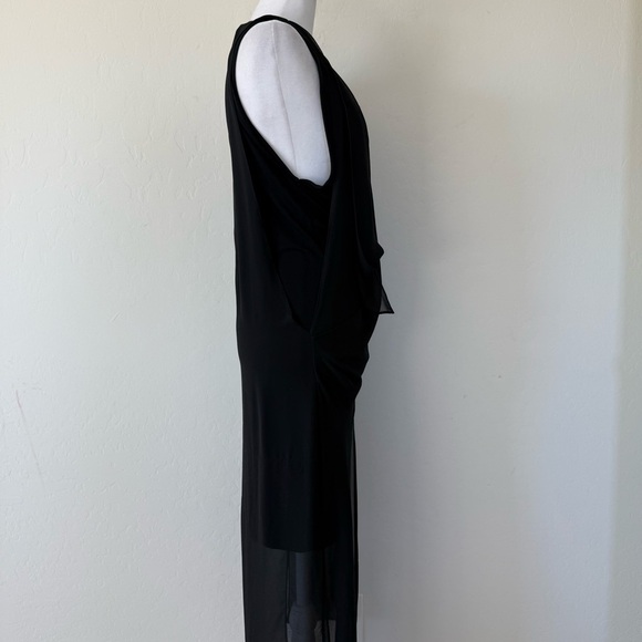 Zara Black Chiffon Sheer Drapey Lagenlook Tank Midi Dress Medium - Picture 13 of 16